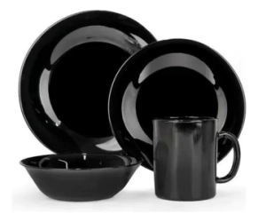 PLATO POSTRE 19 CM REDONDO VIDRIO TEMPLADO NEGRO CAROL