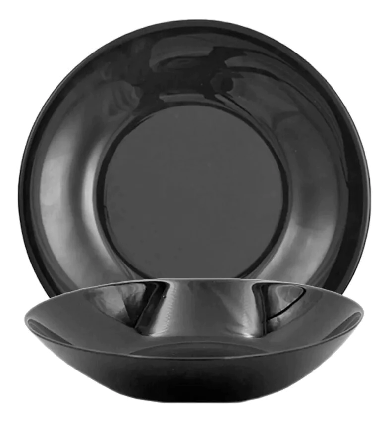 PLATO HONDO 20 CM REDONDO VIDRIO TEMPLADO NEGRO CAROL
