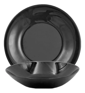 PLATO HONDO 20 CM REDONDO VIDRIO TEMPLADO NEGRO CAROL