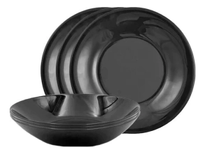PLATO HONDO 20 CM REDONDO VIDRIO TEMPLADO NEGRO CAROL