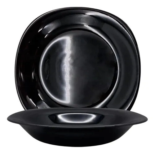 PLATO HONDO 21 CM CUADRADO VIDRIO TEMPLADO NEGRO CAROL