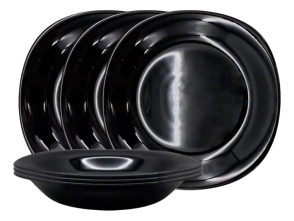 PLATO HONDO 21 CM CUADRADO VIDRIO TEMPLADO NEGRO CAROL