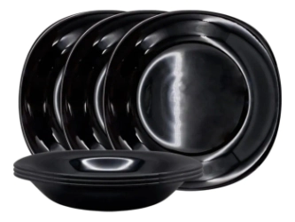 PLATO HONDO 21 CM CUADRADO VIDRIO TEMPLADO NEGRO CAROL