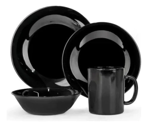 PLATO PLAYO 25 CM REDONDO VIDRIO TEMPLADO NEGRO CAROL