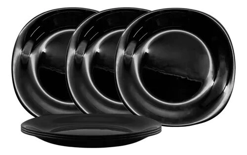 PLATO PLAYO 26,5 CM CUADRADO VIDRIO TEMPLADO NEGRO CAROL