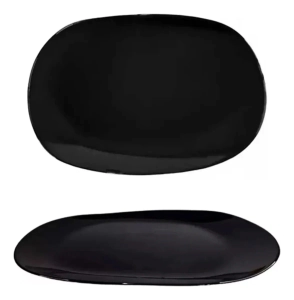 BANDEJA RECTANGULAR 30,5 CM VIDRIO TEMPLADO NEGRO CAROL