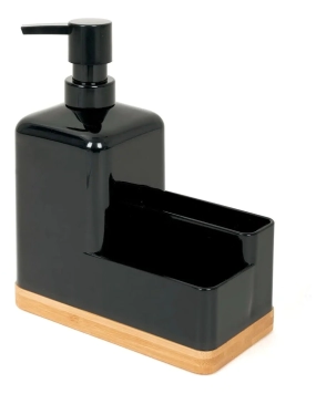DISPENSER DETERGENTE Y PORTAESPONJA NEGRO CAROL