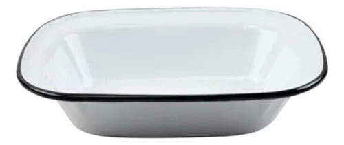 FUENTE 25 X 18,5 X 5 CM BLANCO CON BORDE NEGRO ENLOZADO