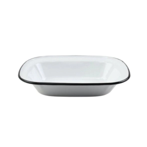 FUENTE 25 X 18,5 X 5 CM BLANCO CON BORDE NEGRO ENLOZADO