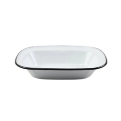 FUENTE 25 X 18,5 X 5 CM BLANCO CON BORDE NEGRO ENLOZADO