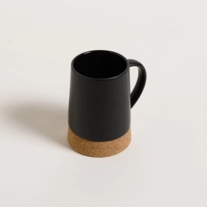JARRO MUG 310 ML NET NEGRO CON BASE DE CORCHO CERAMICA