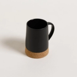 JARRO MUG 310 ML NET NEGRO CON BASE DE CORCHO CERAMICA
