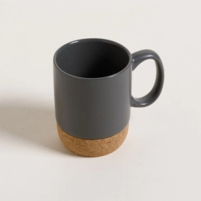 JARRO MUG 400 CC GRIS CON BASE DE CORCHO CERAMICA