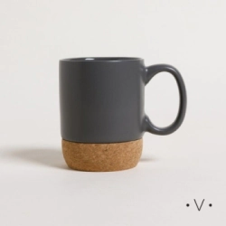 JARRO MUG 400 CC GRIS CON BASE DE CORCHO CERAMICA