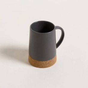 JARRO MUG 310 ML NET GRIS CON BASE DE CORCHO CERAMICA