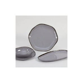 BANDEJA OVAL 32 X 15 CM IRREGULAR GRIS GRANITO MELAMINA