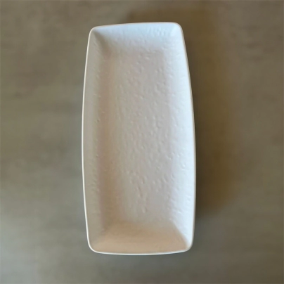 BANDEJA 33 X 15,5 CM RECTANGULAR BLANCA MATE TEXTURADA MELAMINA