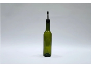 ACEITERA REDONDA DE VIDRIO CON PICO VERDE VINTAGE 390 ML