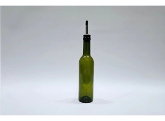 ACEITERA REDONDA DE VIDRIO CON PICO VERDE VINTAGE 390 ML