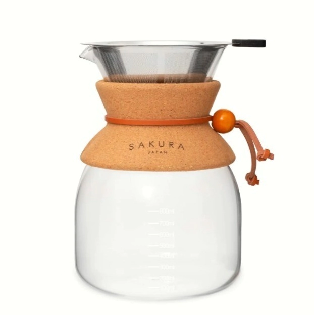 CAFETERA 800 ML SAKURA POUR OVER DE VIDRIO BOROSILICATO