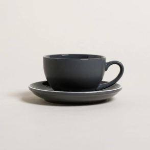 TAZA DESAYUNO 280 ML CON PLATO BARISTA GRIS