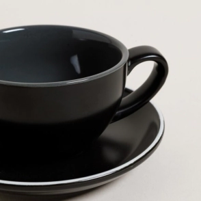 TAZA DESAYUNO 280 ML CON PLATO BARISTA GRIS