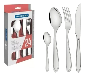 JUEGO DE CUBIERTOS LAGUNA 24 PIEZAS ACERO INOXIDABLE TRAMONTINA