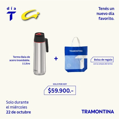 TERMO BALA 1 LTS DE ACERO INOXIDABLE TRAMONTINA