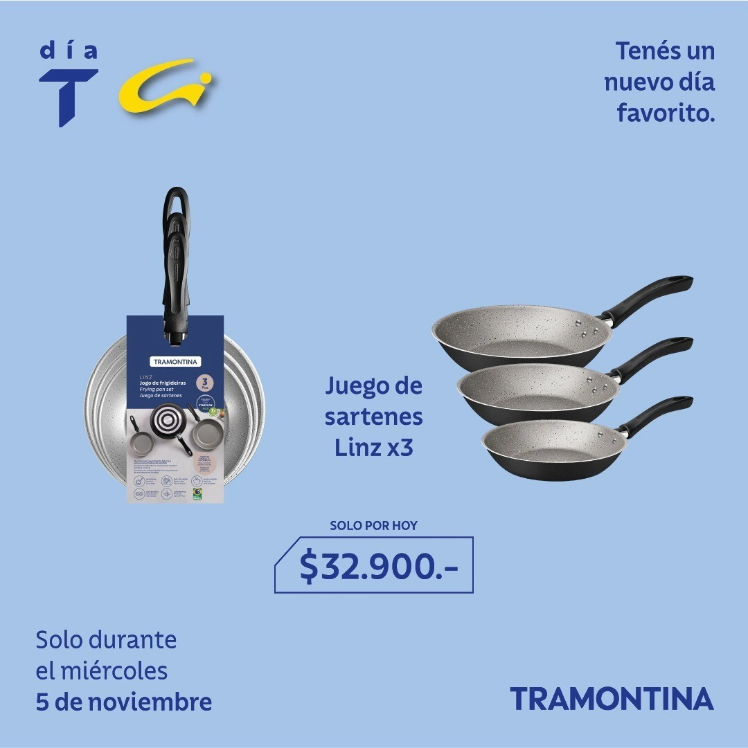 JUEGO DE 3 SARTENES LINZ ANTIADHERENTE NEGRA INTERIOR GRIS TRAMONTINA