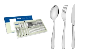JUEGO DE CUBIERTOS MERESIAS 24 PIEZAS ACERO INOXIDABLE CON CUBIERTERO TRAMONTINA