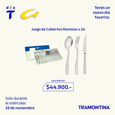 JUEGO DE CUBIERTOS MARESIAS 24 PIEZAS ACERO INOXIDABLE CON CUBIERTERO TRAMONTINA