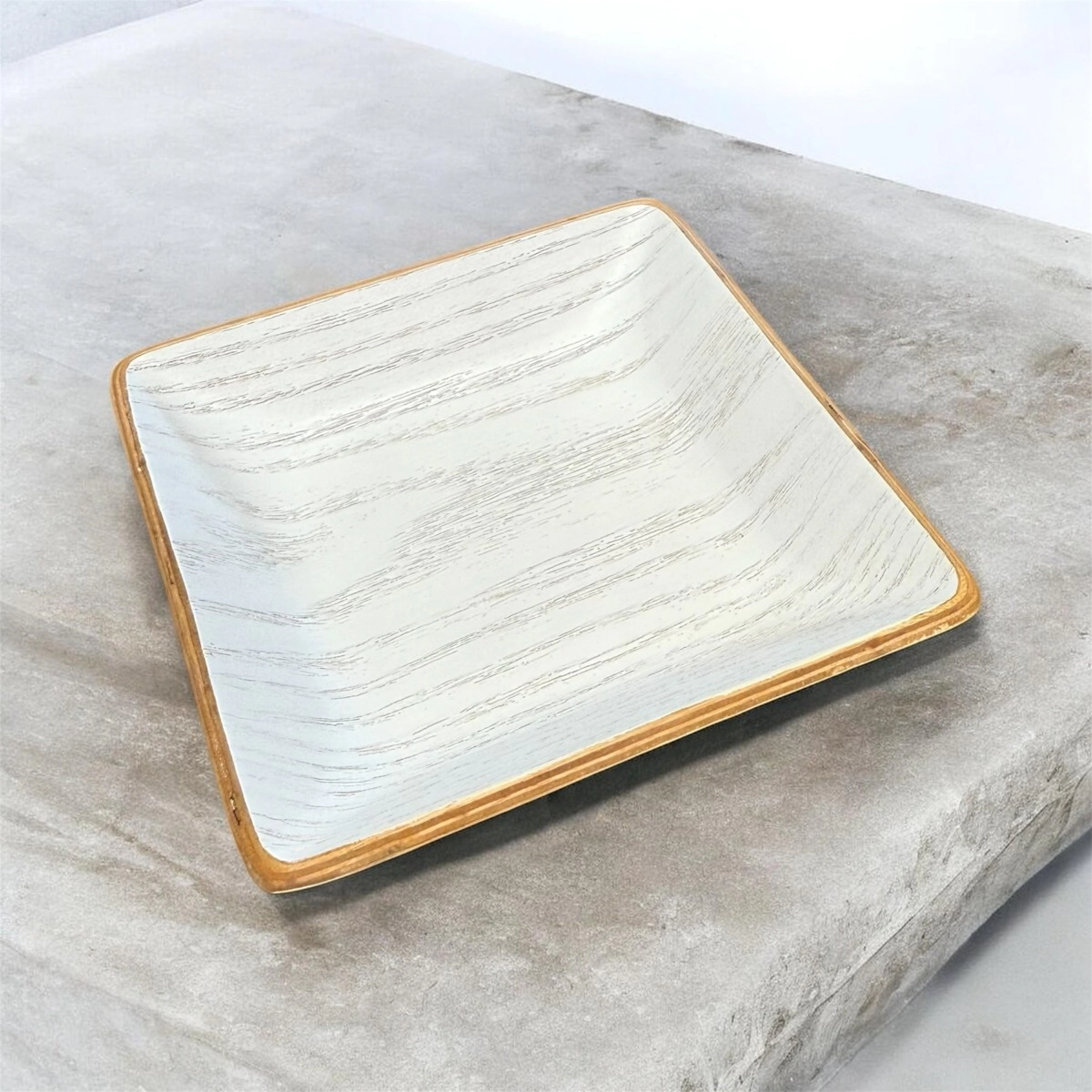 CAZUELA CUADRADA 12,5 CM MADERA BLANCA COMBINADA CAROL