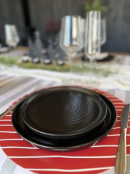 PLATO POSTRE 21 CM LINEA FUSION NEGRO CERAMICA CAROL