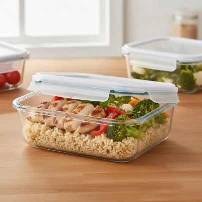 RECIPIENTE RECTANGULAR CHICO 660 ML DE VIDRIO CON TAPA RIGOLLEAU