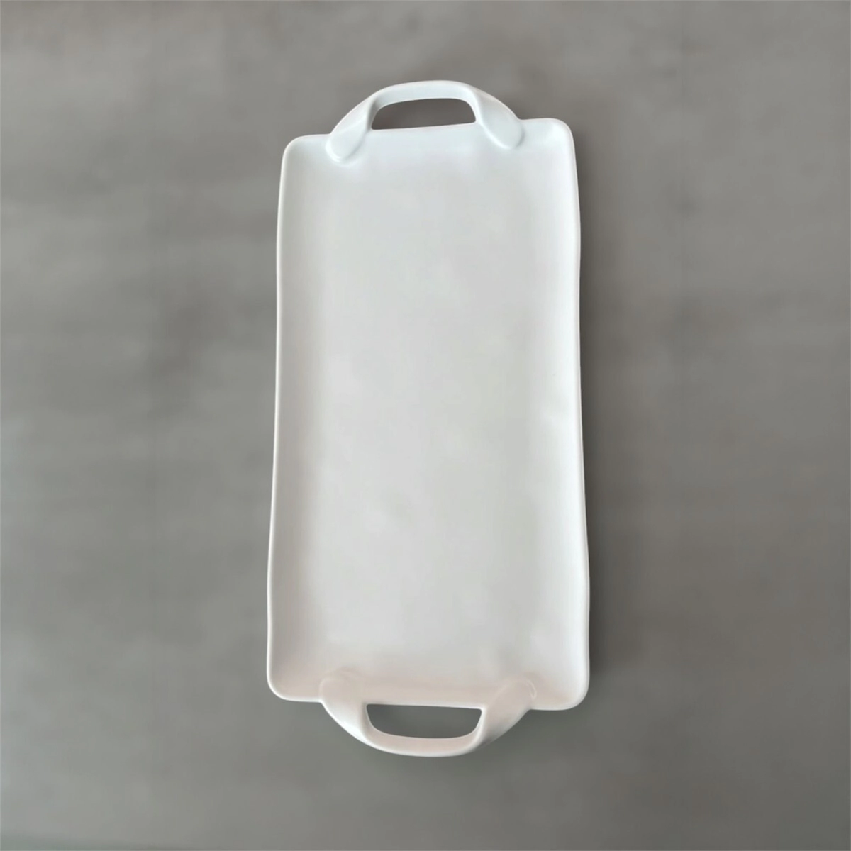 BANDEJA 45 X 21 CM CON ASAS RECTANGULAR BLANCA MELAMINA