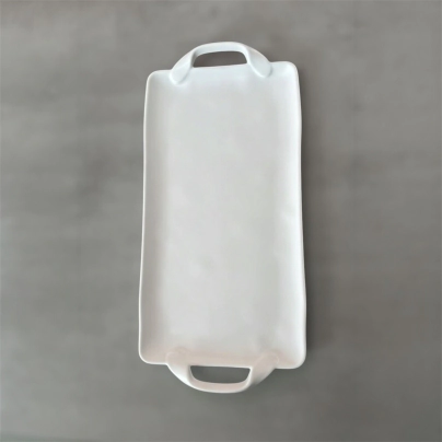 BANDEJA 45 X 21 CM CON ASAS RECTANGULAR BLANCA MELAMINA