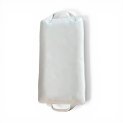 BANDEJA 45 X 21 CM CON ASAS RECTANGULAR BLANCA MELAMINA