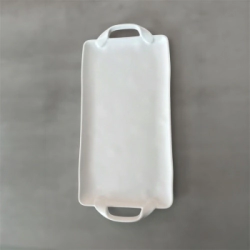BANDEJA 45 X 21 CM CON ASAS RECTANGULAR BLANCA MELAMINA