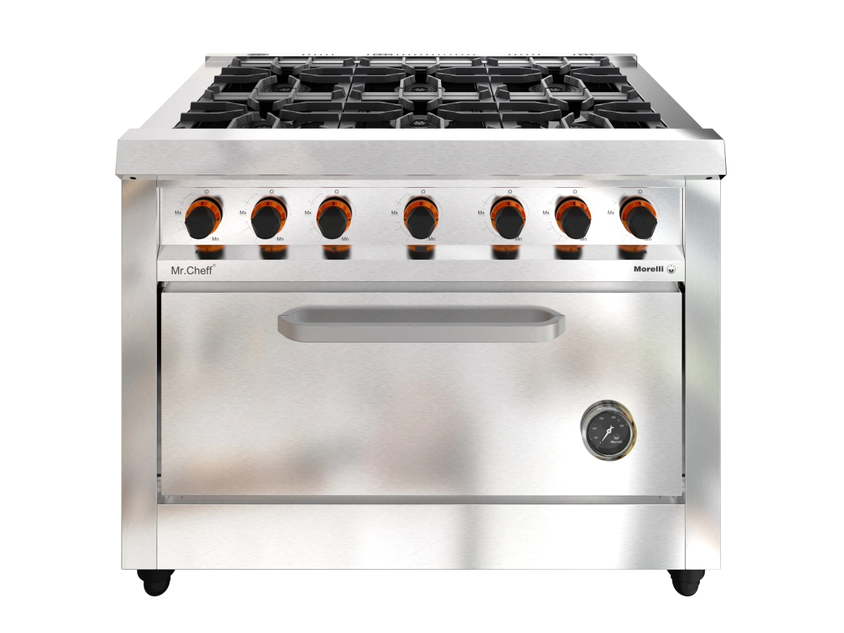 COCINA 6 HORNALLAS 1100 BASIC CHEF PUERTA CIEGA REJA FUNDICION LIVIANA MORELLI