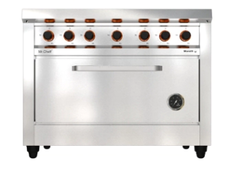 COCINA 6 HORNALLAS 1100 BASIC CHEF PUERTA CIEGA REJA FUNDICION LIVIANA MORELLI