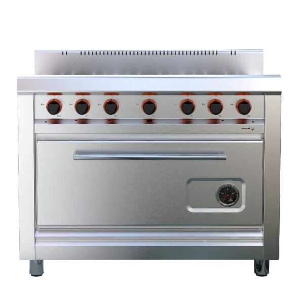 COCINA 4 HORNALLAS 1100 BASIC CHEF  PUERTA CIEGA REJA ALAMBRE CON PLANCHA DE FUNDICION MORELLI