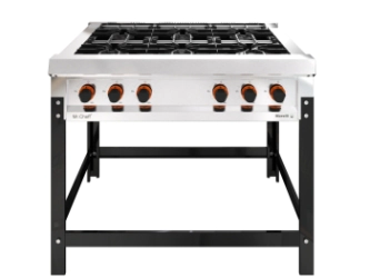 ANAFE 6 HORNALLAS 1100 MR CHEFF REJA FUNDICION PESADA QUEMADOR ESTRELLA GRANDE MORELLI