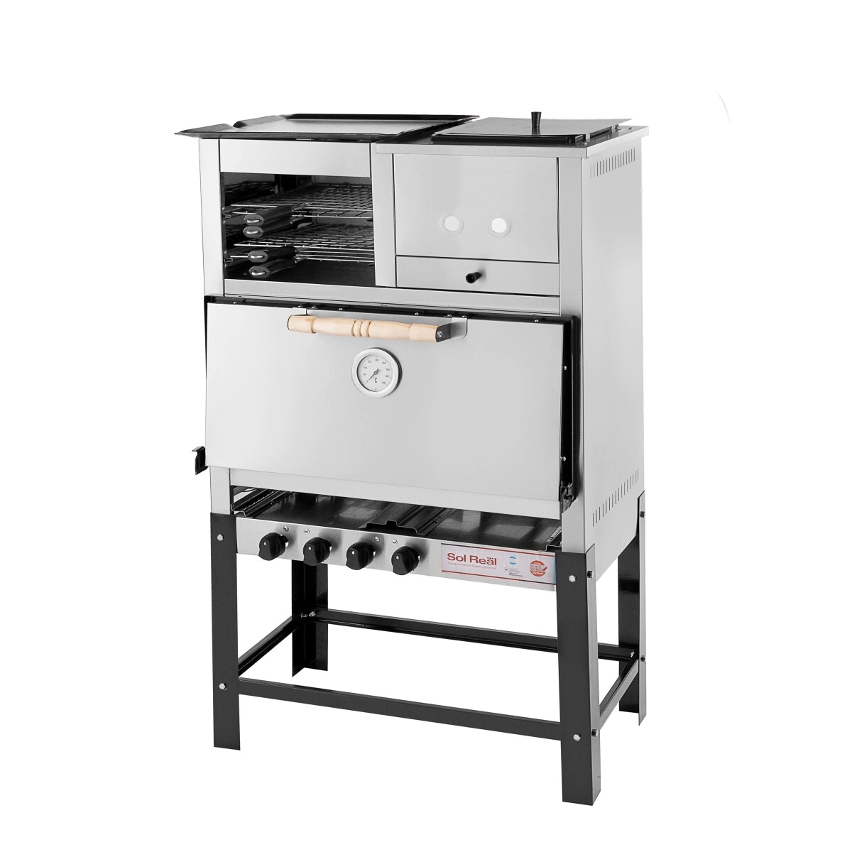 HORNO PIZZERO 8 MOLDES MULTIPLE CON PLANCHA Y PANCHERA GAS NATURAL SOL REAL