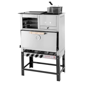 HORNO PIZZERO 8 MOLDES MULTIPLE CON PLANCHA Y FREIDORA GAS NATURAL SOL REAL