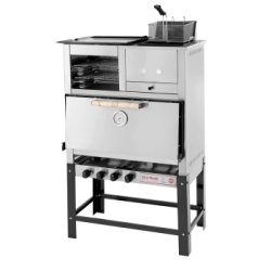 HORNO PIZZERO 8 MOLDES MULTIPLE CON PLANCHA Y FREIDORA GAS NATURAL SOL REAL