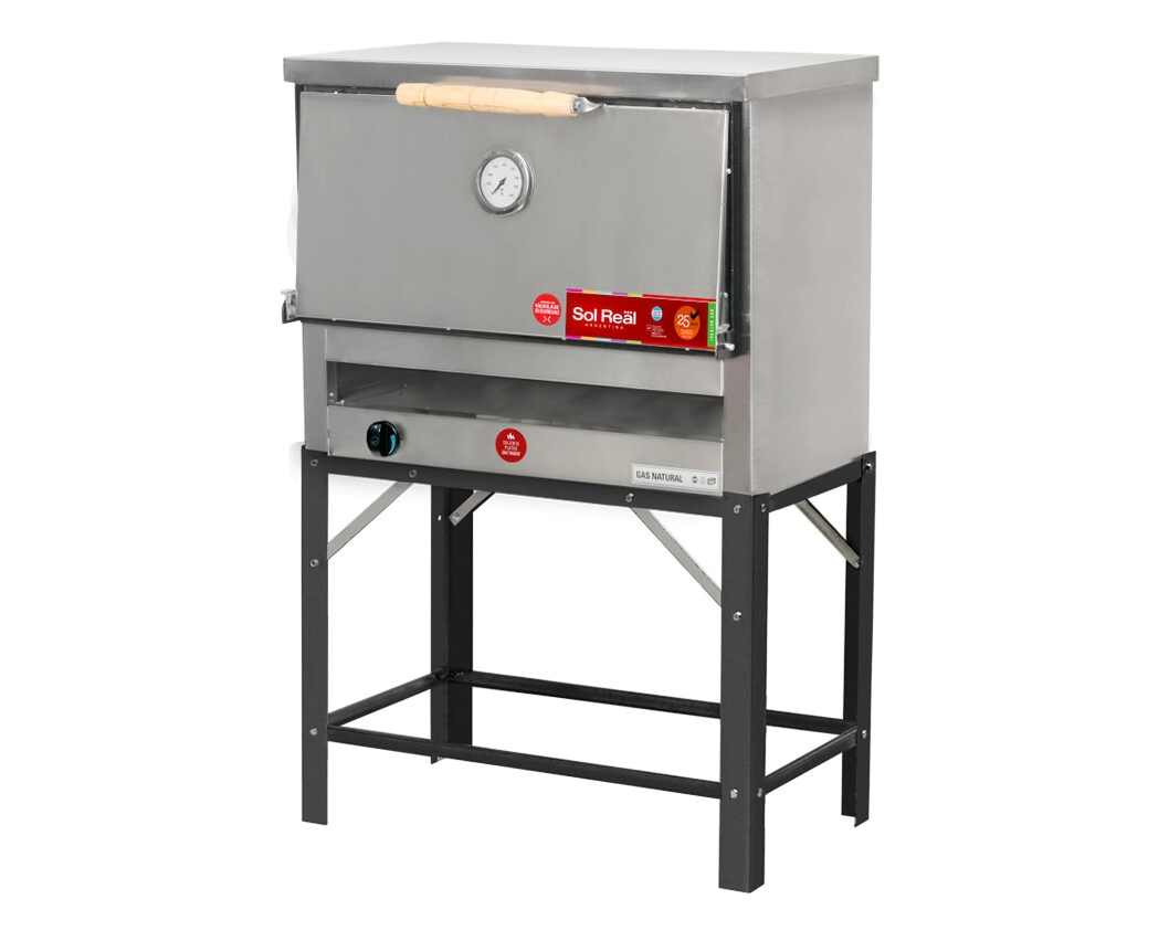 HORNO PIZZERO 6 MOLDES ACERO CON GRATINADOR GAS NATURAL SOL REAL