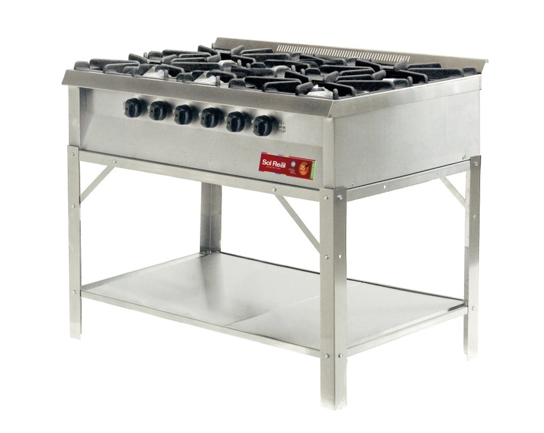 ANAFE 6 HORNALLAS ACERO REJAS FUNDICION GAS NATURAL SOL REAL