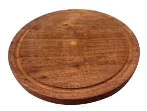 PLATO PARA ASADO 22 CM DIAM DE MADERA C/RANURA LUSTRADO
