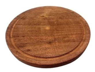 PLATO PARA ASADO 22 CM DIAM DE MADERA C/RANURA LUSTRADO