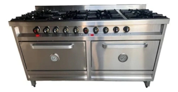 COCINA 8 HORNALLAS 140 CM CON 2 HORNOS INDUSTRIAL LINEA ESMERILADA ROVESCO